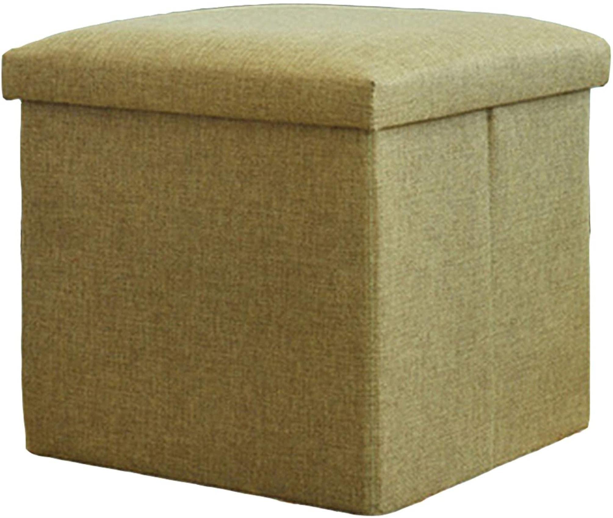 Siège de rangement en lin vert, tabouret cube pour petit salon