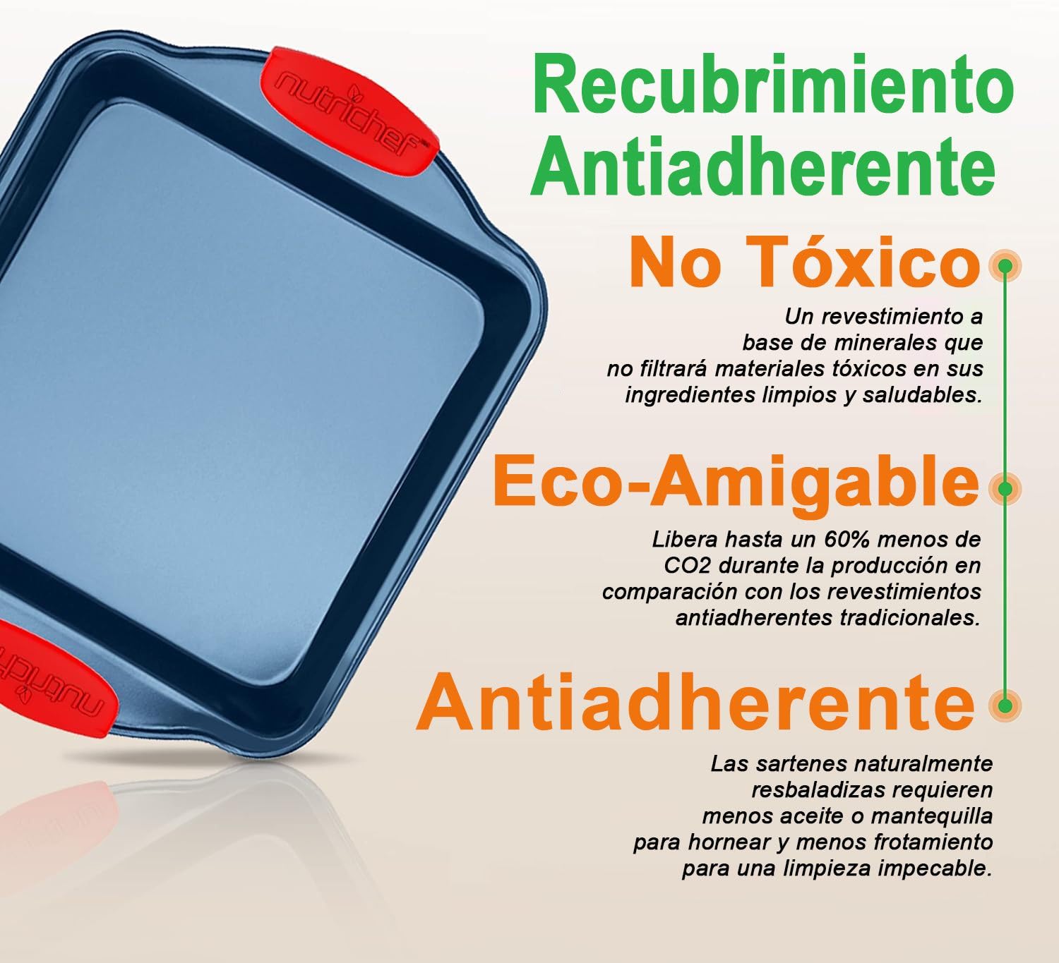 NutriChef juego de 10 moldes, Utensilios horno, Baking set, Reposteria, Antiadherentes, Libres de PFOA, PFOS, PFTEE, Aptos para hornos hasta 230°C (450°F), Mangos de silicona