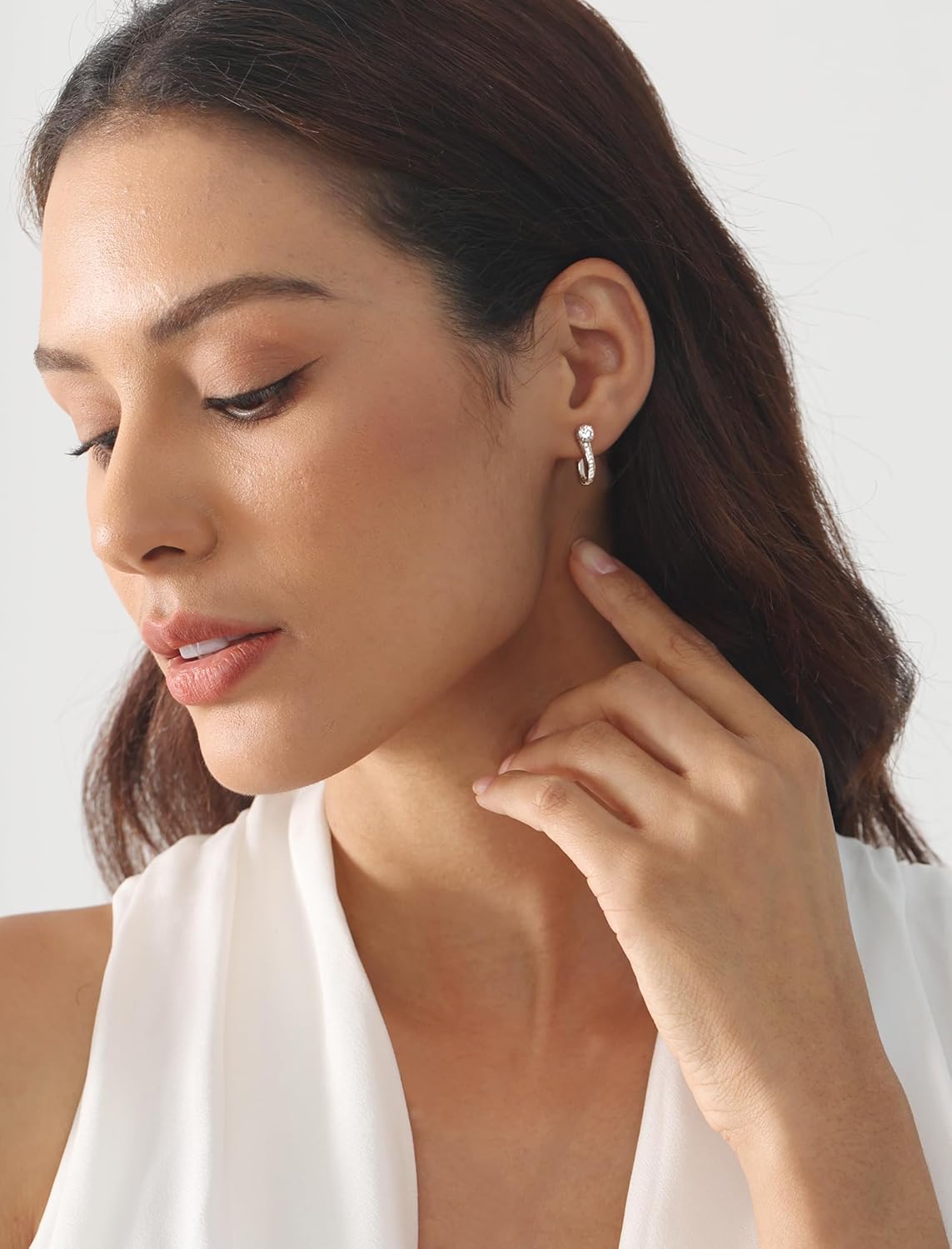 YL Hoop Earrings 925 Sterling Silver U Shaped Huggie Earring Birthstone Jewelry for Women