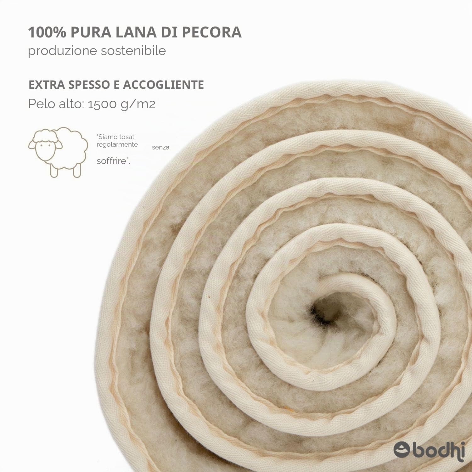 Tappetino da yoga in lana vergine Natura, Surya Premium Matte, antiscivolo, 200 x 75 cm (Alto Flor, 1.500 G/M²), Tappeto in lana vergine