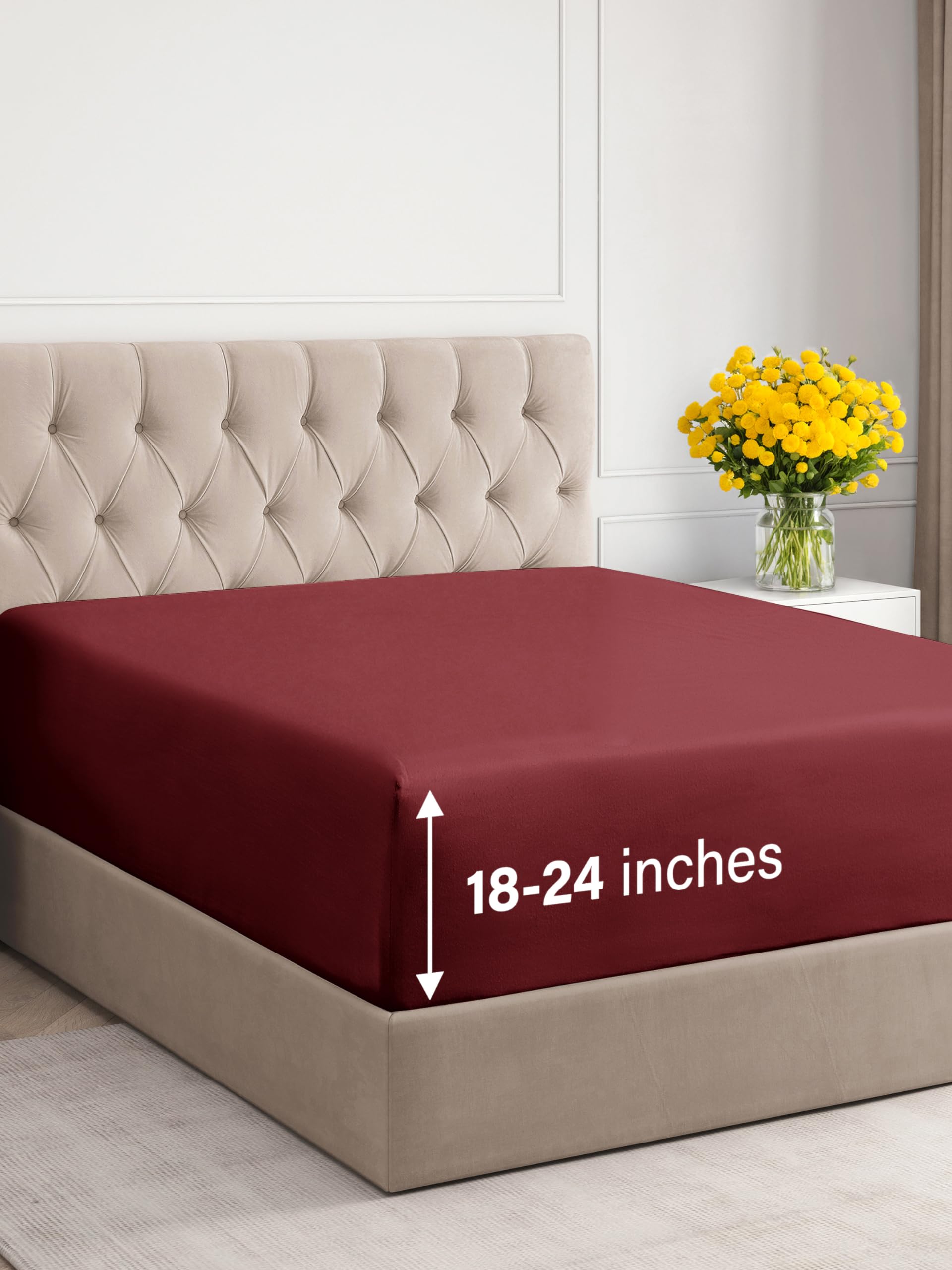 Extra Deep Queen Fitted Sheet Hotel Luxury Single Fitted Sheet Only