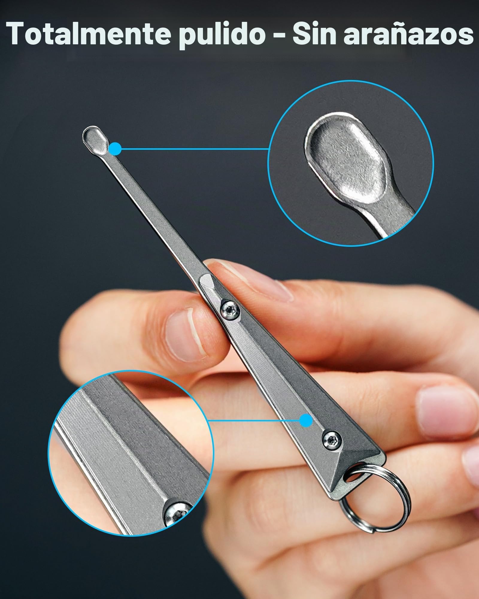 MecArmy EI2 - Llavero de titanio EDC para oídos, herramienta ultraligera para eliminar cerumen, herramienta para el cuidado de la salud del oído, llavero, limpiador de curetas (titanio)