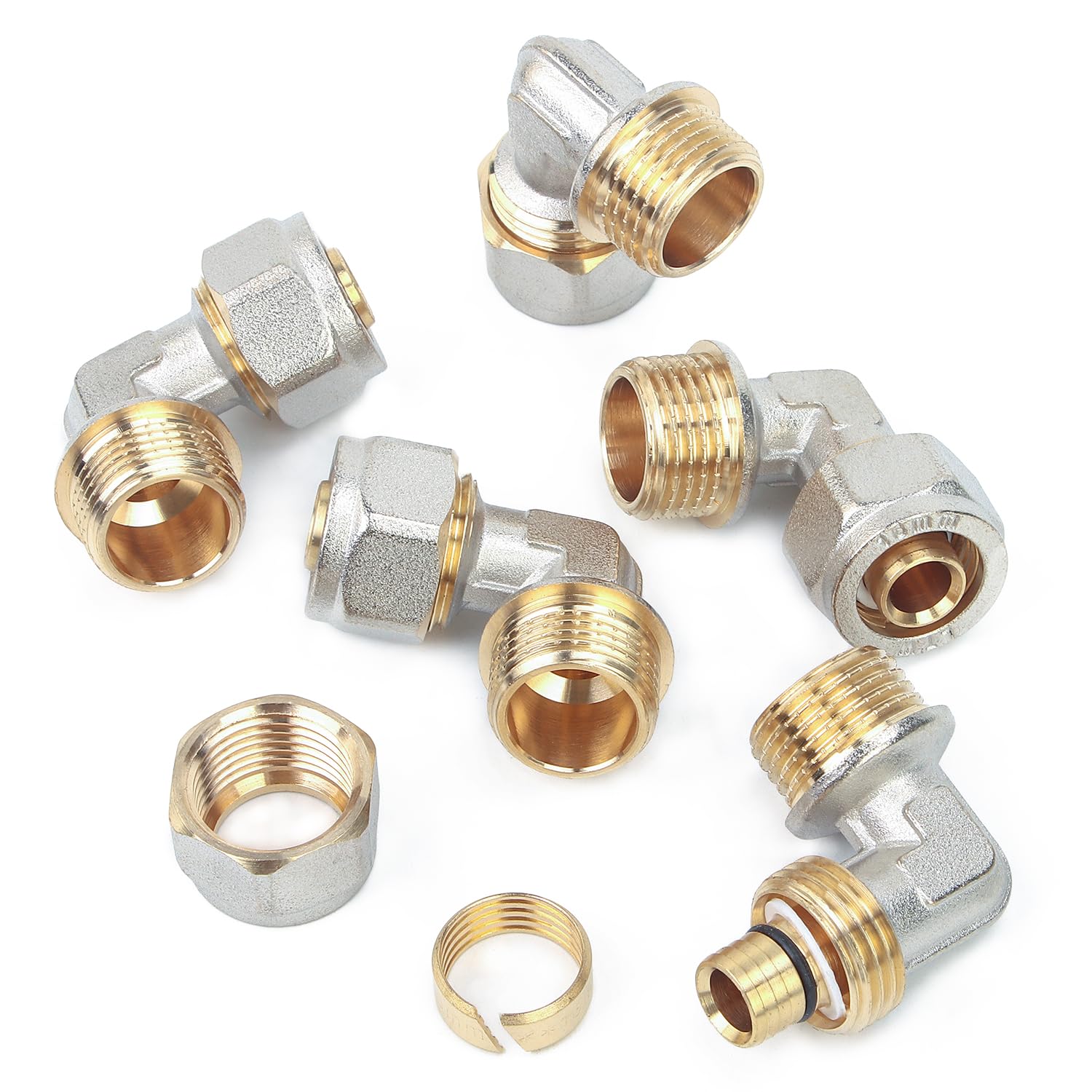 LTWFITTING Schraubfitting Winkel 90°mit 1/2" Aussengewinde für Aluverbundrohr 16mm(5 Stück)