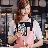 Vista 7 de RYUITHDJP Libro de mesera para camarera, libros de camarera con bolsillo con cremallera, diseño de lobo, organizador de libros para servir