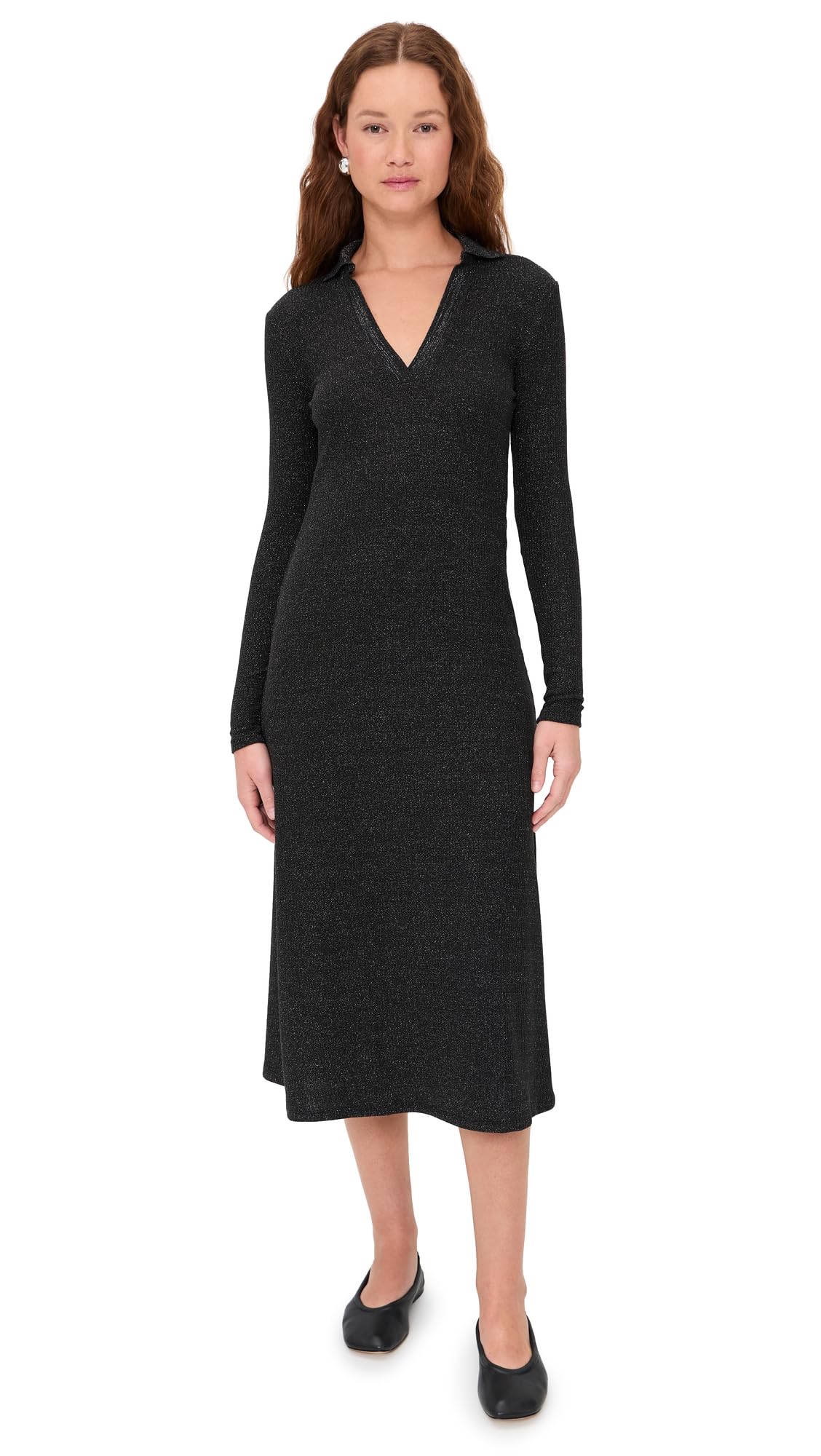 Madewell Women's Ribbed Y-Neck Polo Maxi Dress