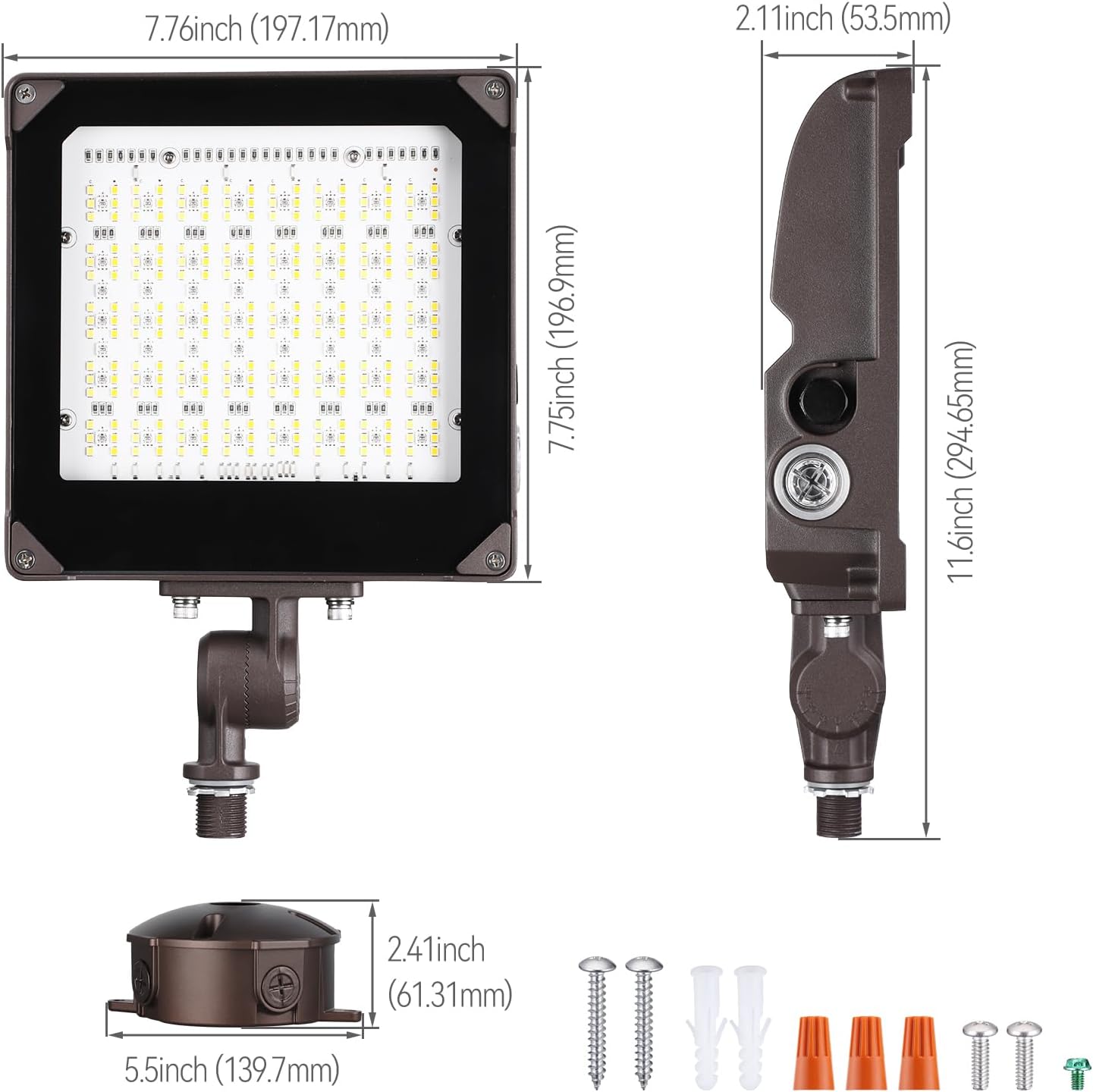 LEONLITE Smart RGB 100W LED Flood Light with Knuckle, Bluetooth Connection APP Control, Commercial Area Lighting for Outdoor Decorations, Garden, Yards, 3000K-5000K Dimmable, 100-277V, IP65 Waterproof