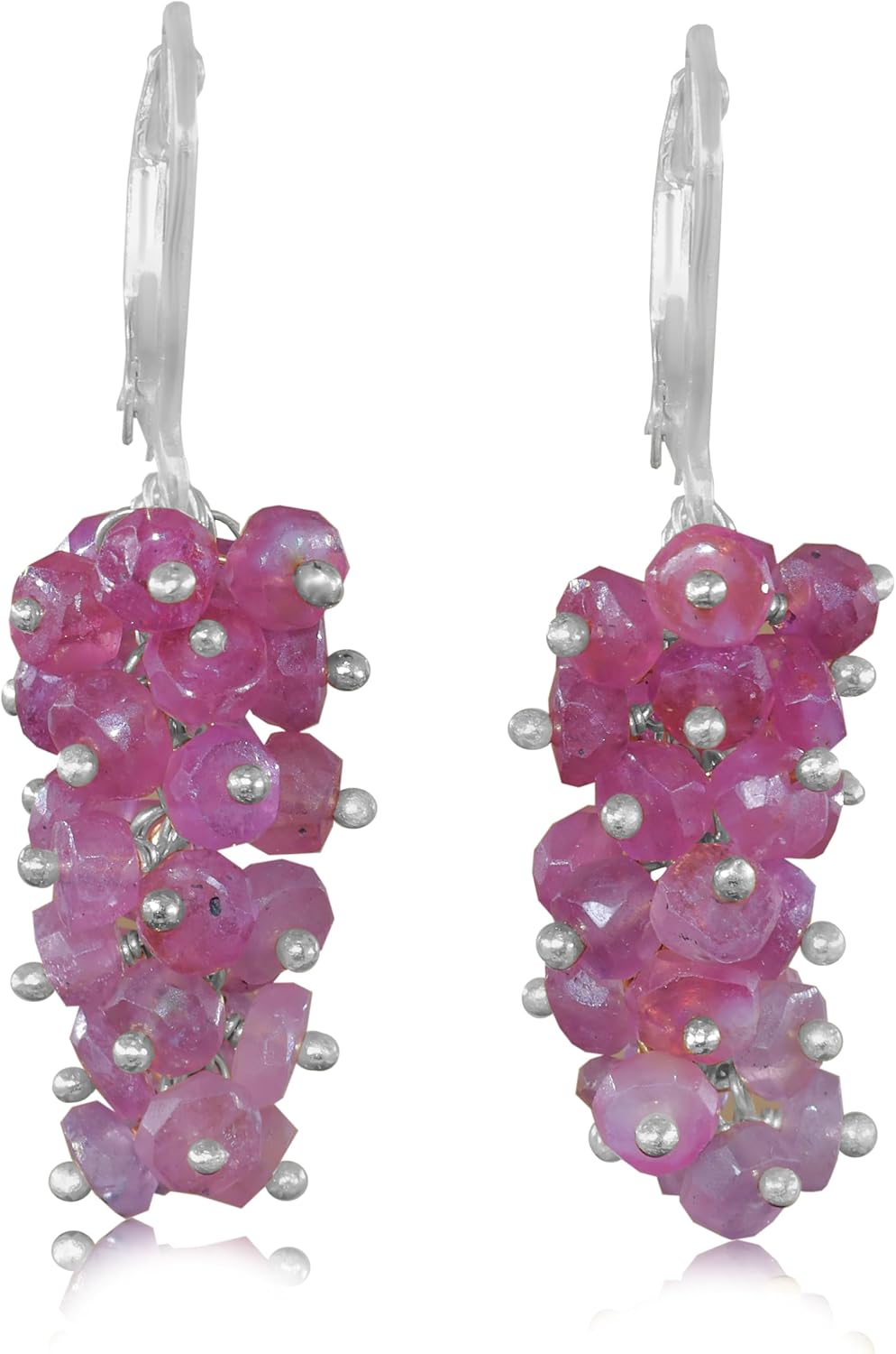 GOODSTONE JEWELS Natural Multi Gemstone Cluster Beaded Earrings for Women in Silver & Gold Plated image 5
