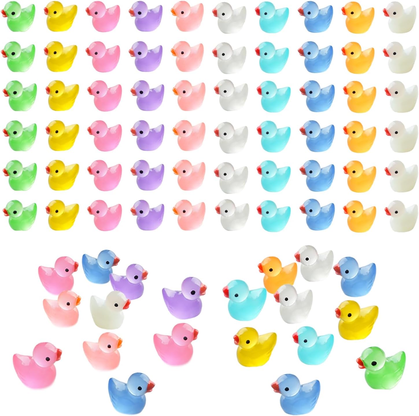 60 Pcs Tiny Duck Figures Glow in The Dark Mini Resin Duck Luminous Miniature Ducks Bead for Garden Landscape Aquarium Decoration(Luminous)