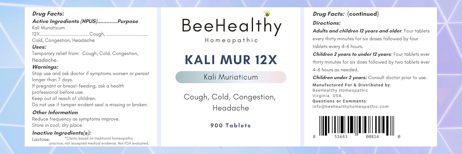 Kali MUR 12X. 900 Tablets - HOMEOPATHIC