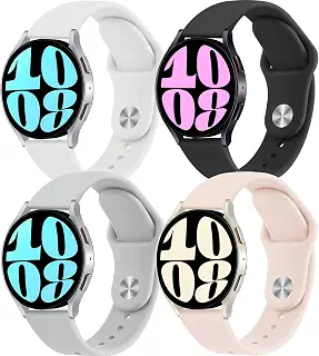【4セット】for Samsung Galaxy Watch 7/FE/6/5/4 バンド 40mm 44mm/Galaxy Watch 6 classic バンド 47mm 43mm/Galaxy Watch 4 Classic 46mm 42mm/アクティブ 2 レディース/メンズ シリコーン、20mm リストバンド スポーツ ストラップ for Samsung ギャラクシーウォッチ5 Pro 45mm/Galaxy 3 41mm