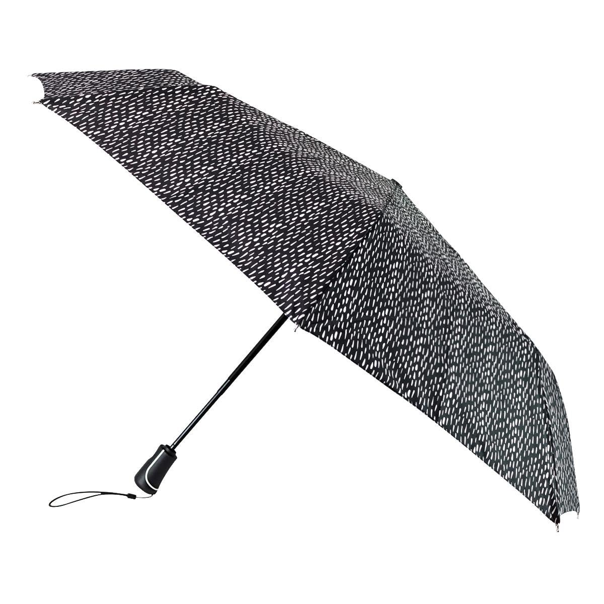 Totes ECO X-tra Strong AOC Umbrella - Black & White Drops | Wind Tunnel Tested |