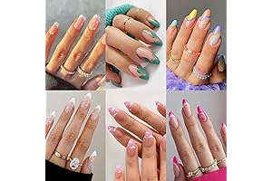 Misssix Press on Nails Medium Design French Nails for Women 6pack 144pcs