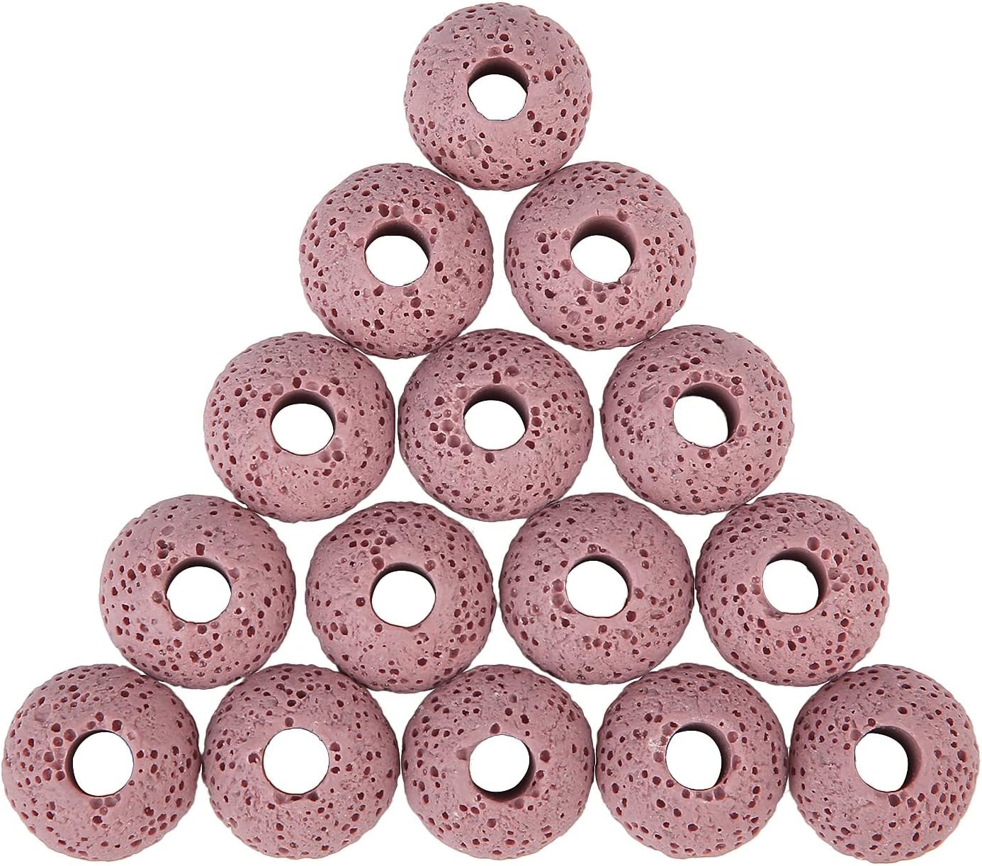 SUNYIK Pack of 50 Coloful Lava Rock Essential Oil Diffuser Stone Loose Beads for Jewelry Making, Round Volcanic Rock Large Hole Stone Beads for DIY Project