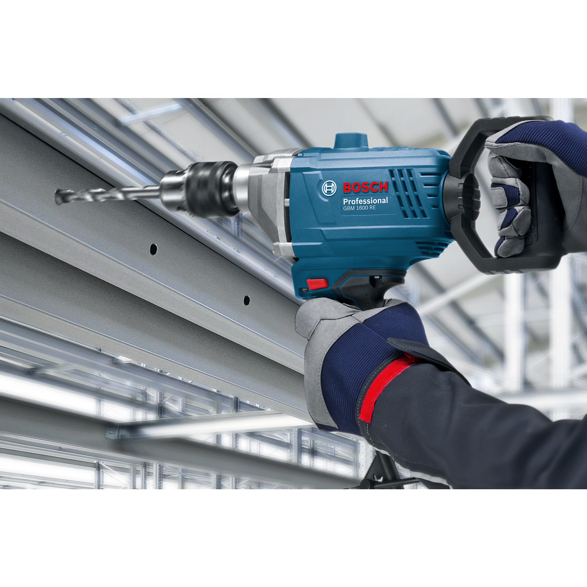 Bosch Professional Trapano GBM 1600 RE (incl. impugnatura supplementare, chiave per mandrino, mandrino a corona dentata 16mm)