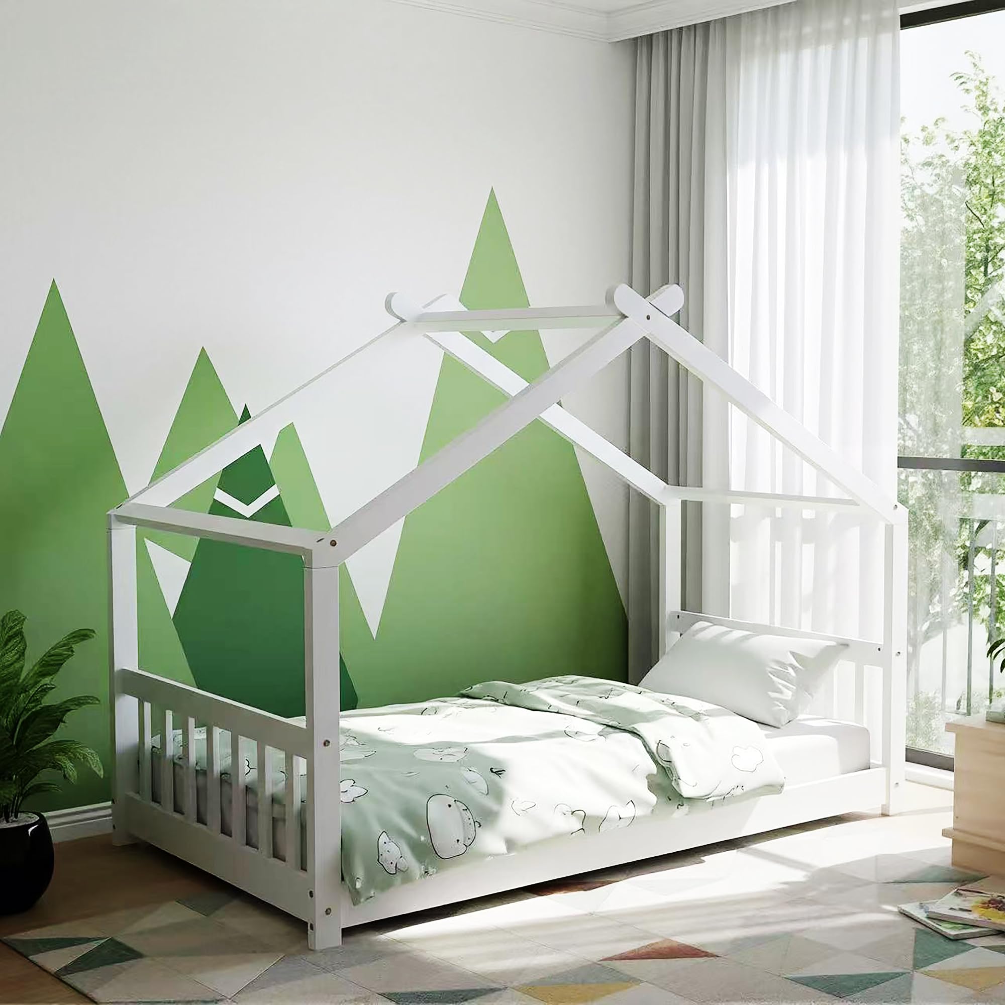 Rackhams White Jinsen Single Cottage Bed, - Single