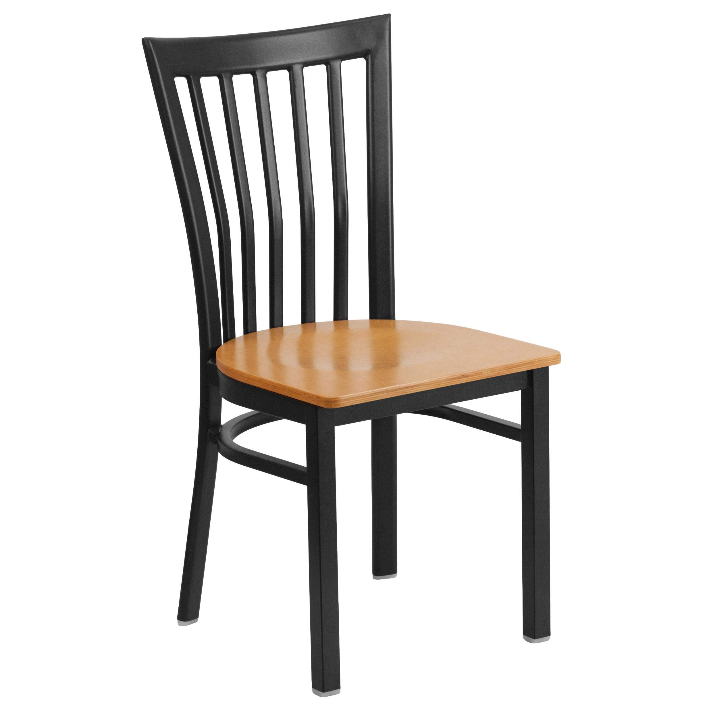 Flash Furniture HERCULES Series Black School House Back Metal Restaurant Chair - Black Vinyl Seat