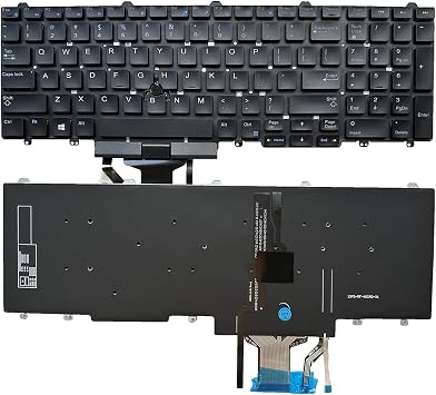 Laptop Replacement US Layout with Pointing with Backlight Keyboard for Dell Latitude E5550 E5570 E5580 E5590 E5591 5550 5570 5580 5590 5591,Precision 3510 3520 7510 7520 7710 7720 0383D7