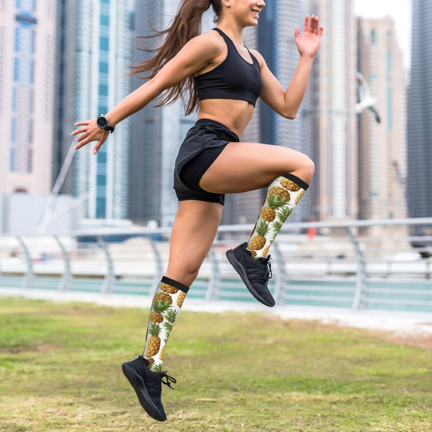 Pineapple Print Compression Running Socks For Men And Women Athletic Socks For Everyday Use Socks