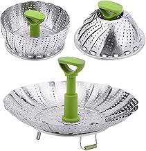 (13cm - 23cm ) - Vegetable Steamer Basket - Stainless Steel Collapsible Steamer Insert for Steaming Veggie Fish Seafood Cooking, Adjustable Sizes to Fit Various Pots (13cm - 23cm )