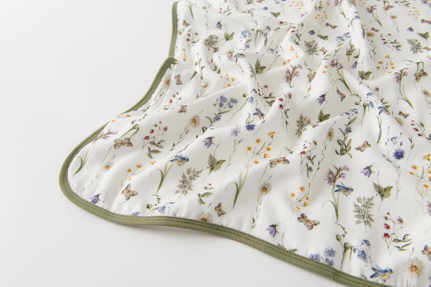 Little Jump Boho Vintage Floral Muslin Blanket Baby Quilt - Silky Soft and Breathable Crib Blanket for Daycare - Large 47" x 47" - 2 Layers Toddler Summer Blankets for Girls (Wildflower and butterfly) - Image 6