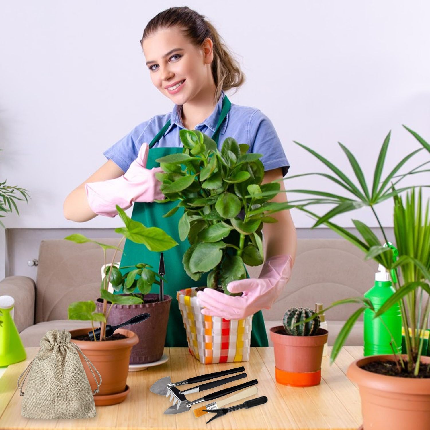 13-częściowy zestaw narzędzi ogrodowych z workiem do przechowywania, narzędzia bonsai i akcesoria