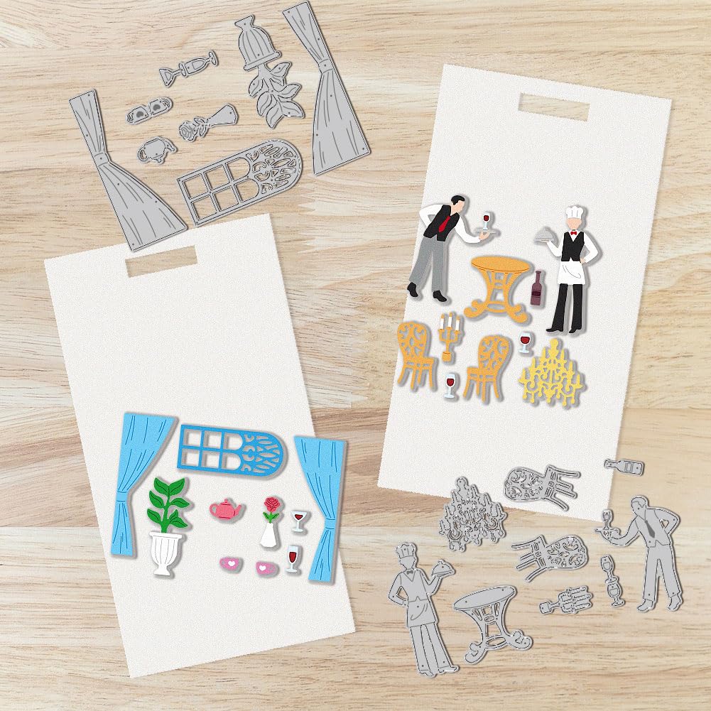 DELORIGIN Restaurant Window Box Cutting Dies Card Borders Stitch Die Cut Carbon Steel Die Cuts Stencils Card Scrapbooking Embossing Template Dies for DIY Paper Craft Card Albums Gift Decor - Image 4