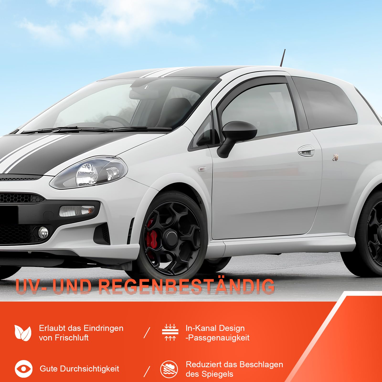GEARMONSTER Deflectores de Viento para F-I-AT 500/Abarth 2007-2024, protección contra la Lluvia y Lluvia, deflectores Integrados