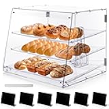 3-Tray Bakery Display Case, Acrylic Clear Display Case Countertop for Bread Pastry Dessert Food Cookie Display, Display Cabinet Box for Baking Enthusiasts - 20.86 x 17.3 x 16.5 inch