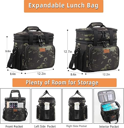 Miniatura 10 de GLENKEY Lonchera con aislamiento expandible, de doble cubierta, ligera, grande, a prueba de fugas, para mujeres, adultos, trabajo, picnic al aire