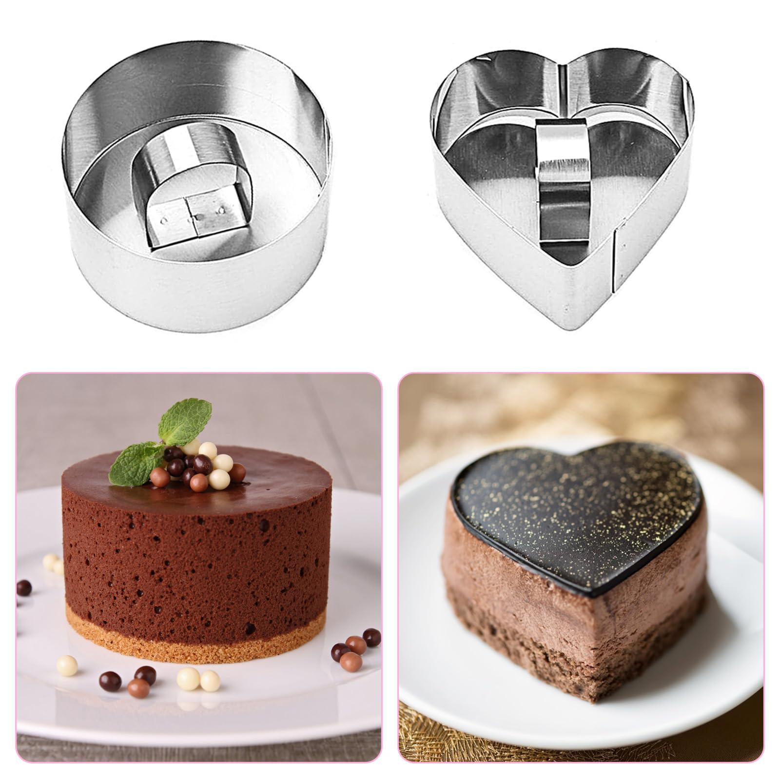 Stampini Per Torte E Mousse | 3 Misure | Acciaio Inossidabile | Ideale Per Cucina E Baking - Foto 1