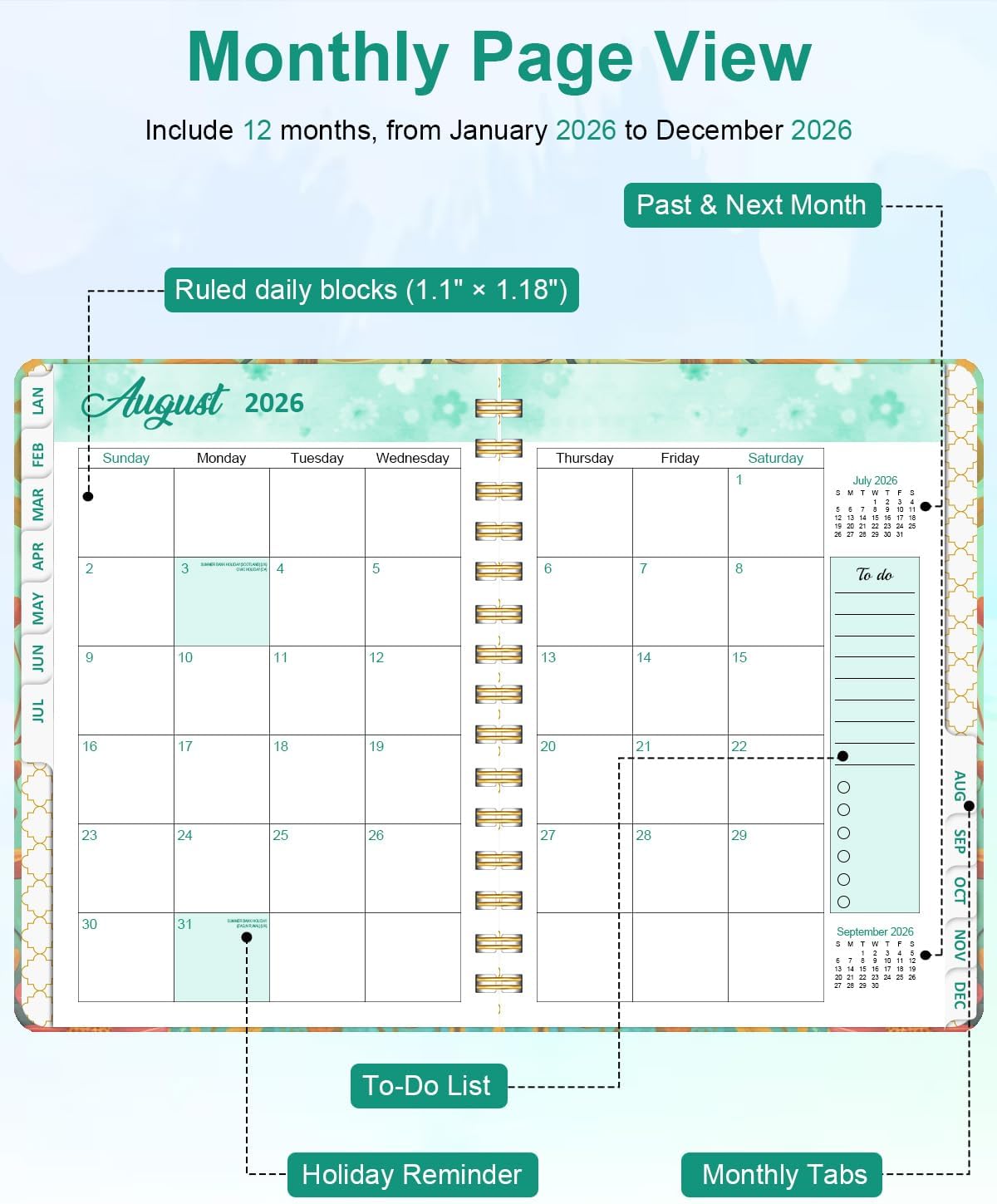 2026 Planner, Weekly & Monthly Calendar Planner, Jan 2026 - Dec 2026 image 4