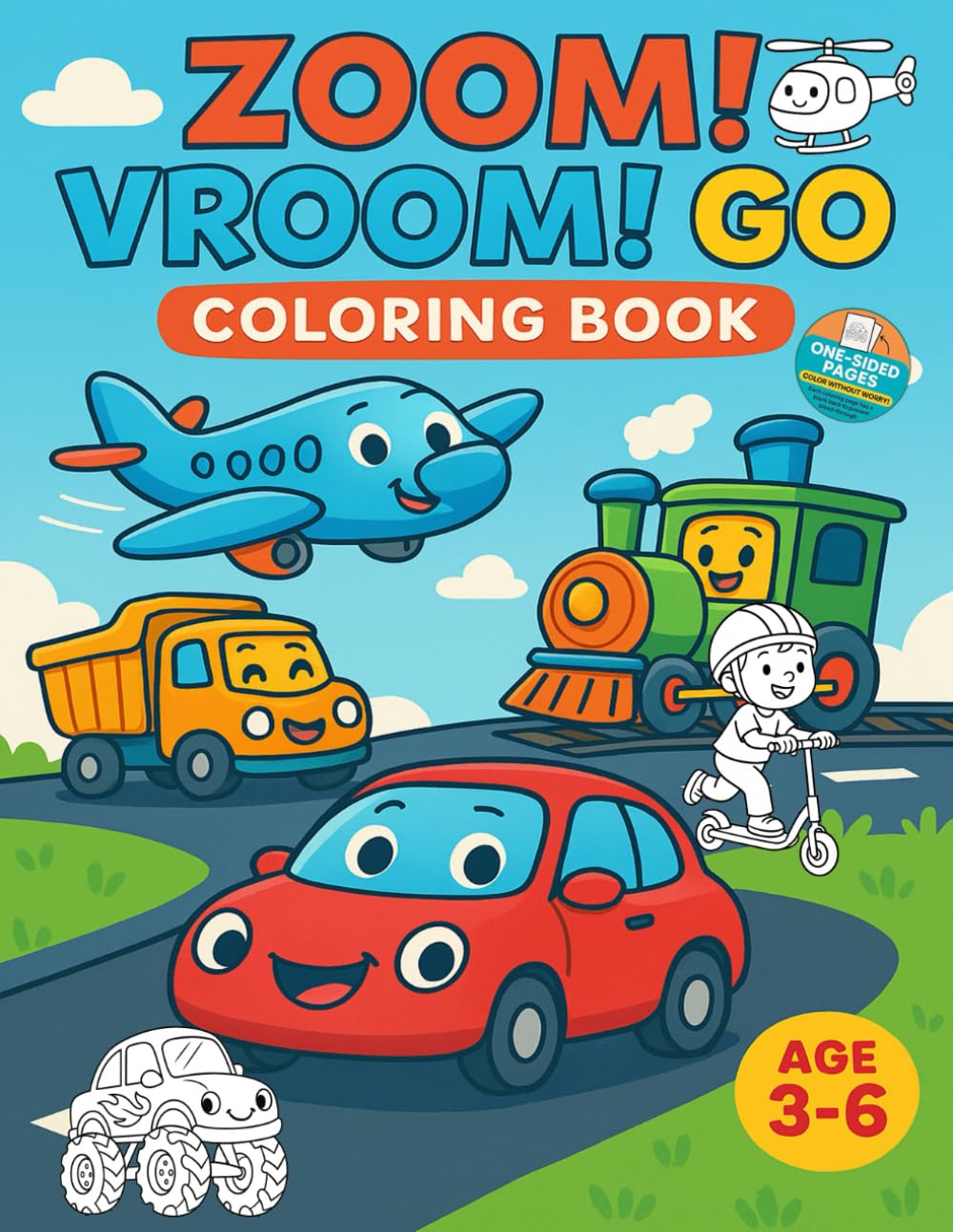 Zoom! Vroom! Go! - single-sided pages to prevent bleed-through: Zoom! Vroom! Go! - A Fun & Educational Coloring Adventure for Kids - single-sided ... and make tearing out artwork easy