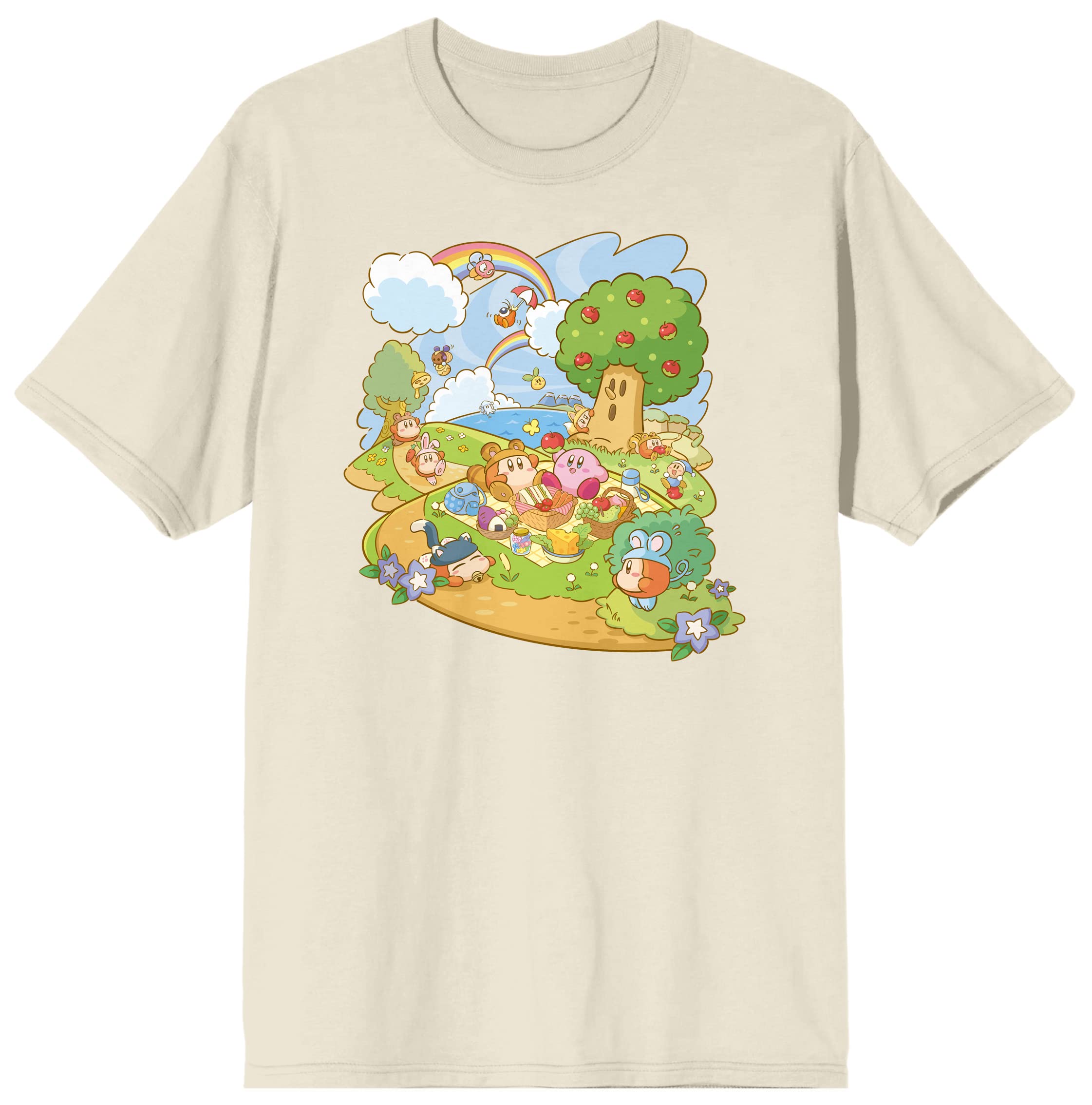 Kirby Pupupu Picnic Men's Natural Ground Print T-Shirt