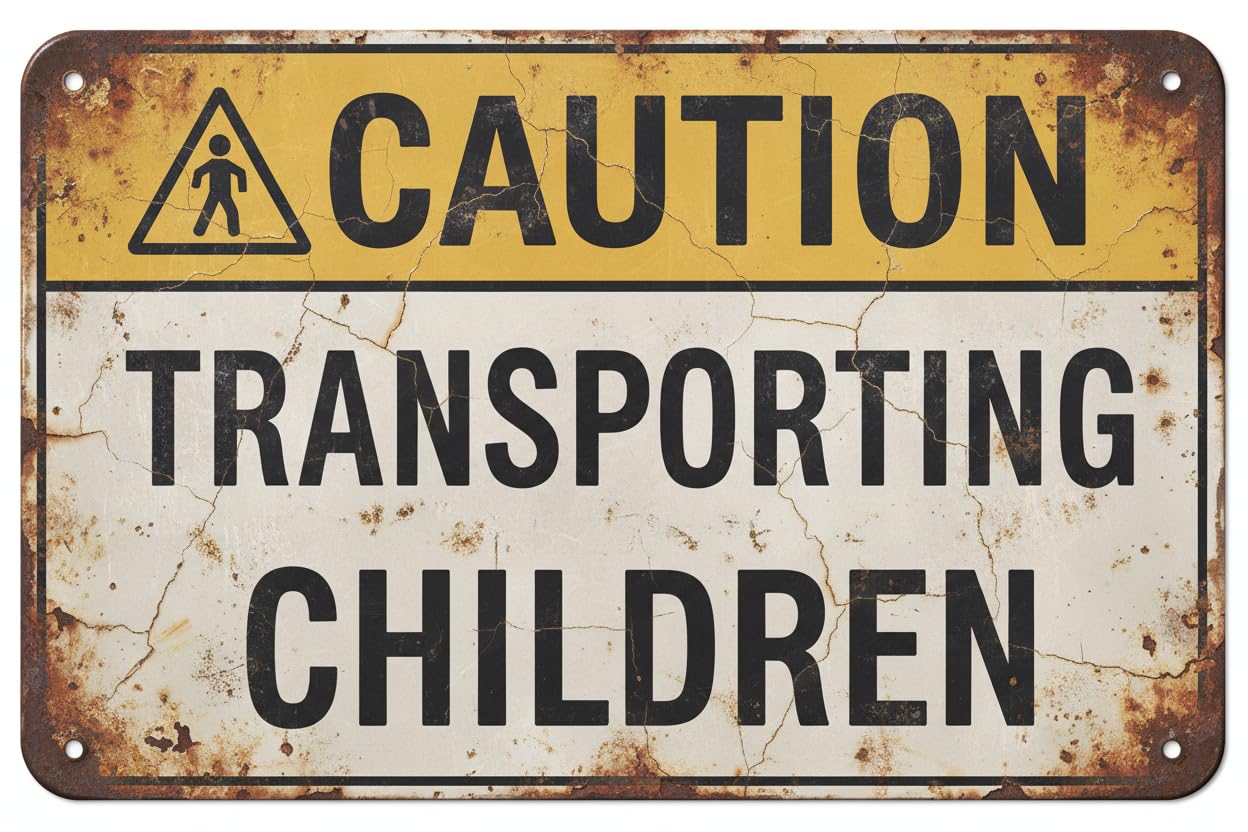 Wall Decor Caution Transporting Children Decal 8x12Inch Vintage Signs Aluminum Plates Printed