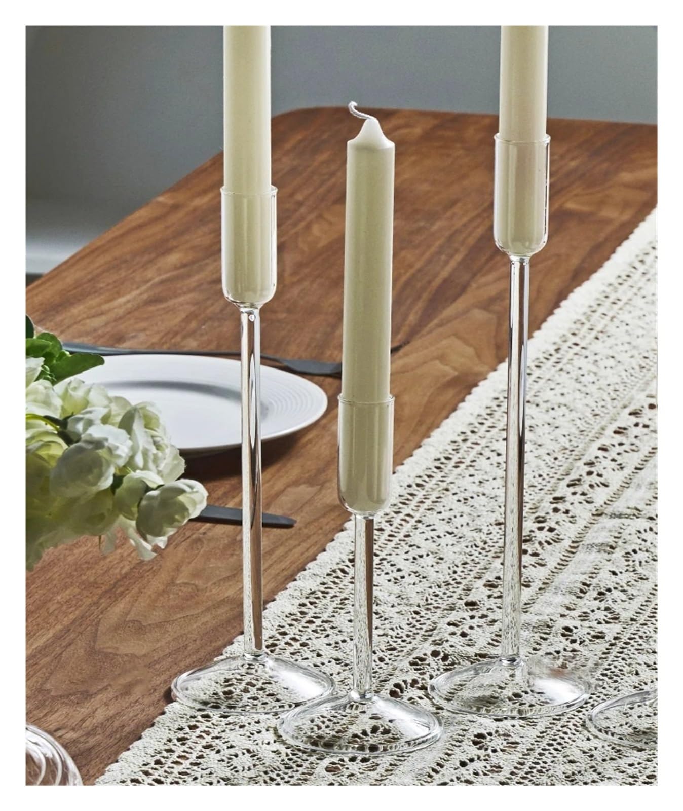 Portavelas Candelabros de Cristal Minimalistas for candelabros, centros de Mesa for Fiestas, Bodas, Eventos navideños, decoración del hogar(2 Set)