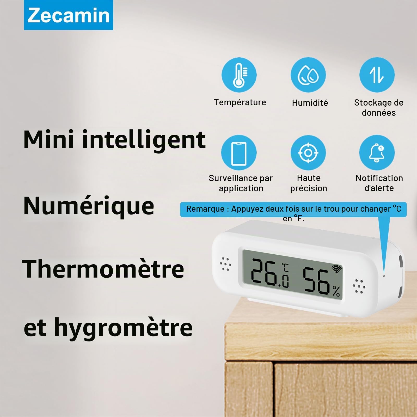 Thermomètre Hygromètre Numérique Smart, Capteur de Température et d’Humidité Intérieur WiFi avec Alertes App,Mètre de Température de Salle avec Stockage et Exportation de Données,Compatible Alexa.4PCS