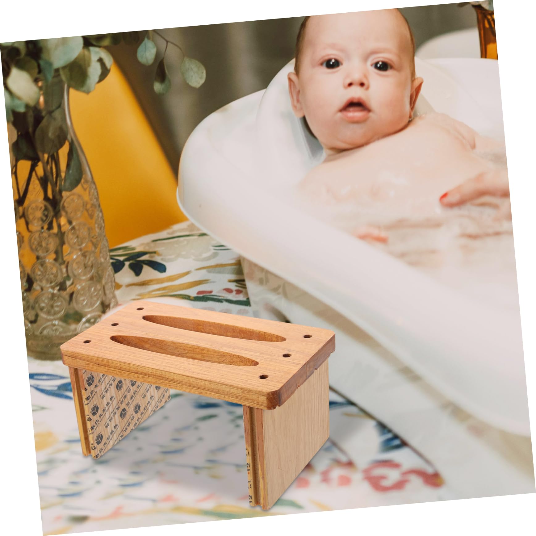 Cabilock Taburete de Baño Infantil de Madera, Compacto y Resistente, Superficie Lisa y Cómoda para Sentarse, Adecuado para Baño y Uso Diario