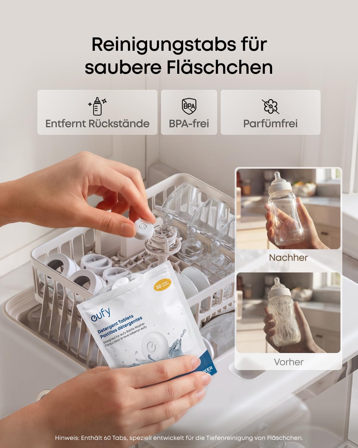 eufy 6-Monats-Wartungsset für Babyflaschen-Spülmaschine S1 Pro, Pflegeset mit integriertem Wasserenthärter (3 Stück), Reinigungstabs (180 Stück), Entkalkungstabs (6 Stück) und Filter