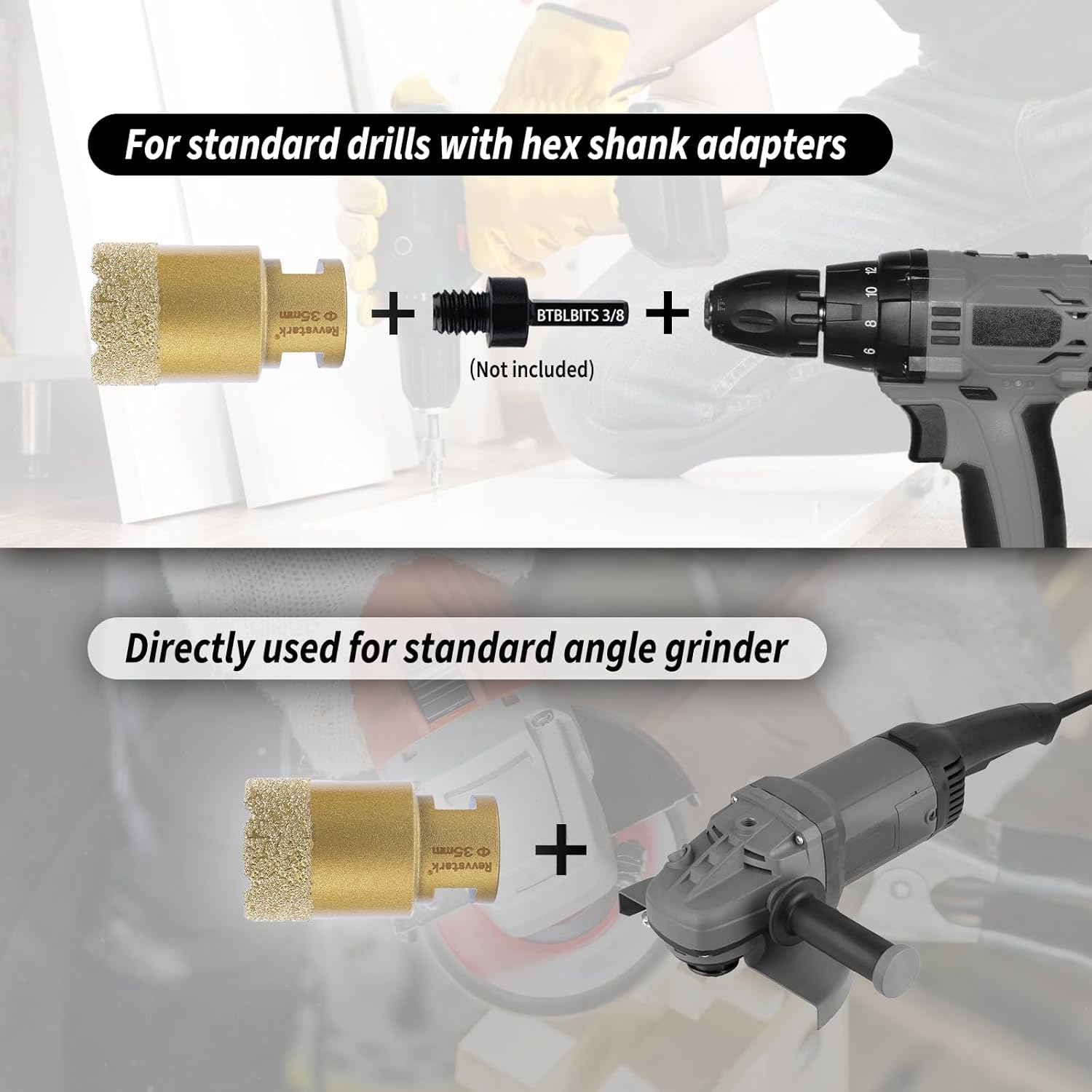 ダイヤモンドコアドリルビット 3/4インチ (18mm) タイルホールソー 真空ろう付けダイヤモンドホールソー タイル用 磁器 セラ