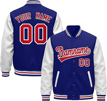KXK Custom Varsity Jacket with Leather Sleeves,Personalized Stitched Text Logo, Baseball Jacket for Men Women Youth