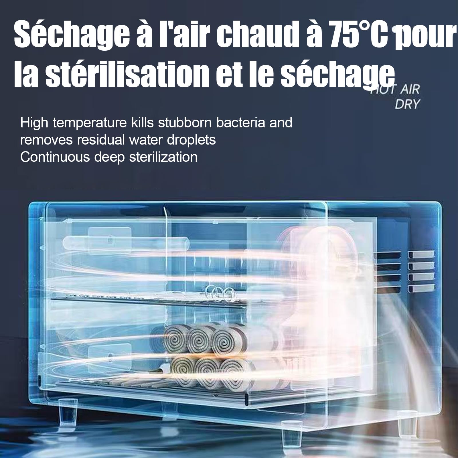 Stérilisateur Haute Température UV, Petits stérilisateurs, Armoire de Désinfection UV, Porte en Verre Trempé, pour outils à ongles, outils cosmétiques, outils de coiffure（10L/Bleu）