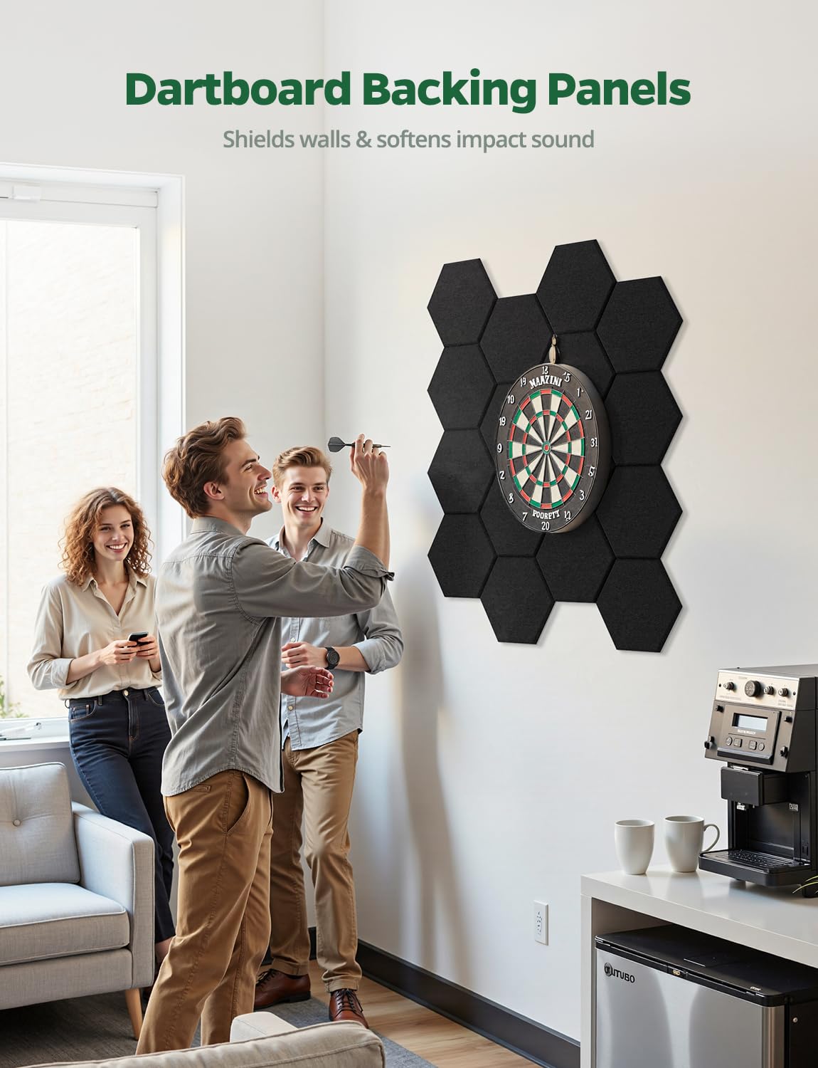 Paquete de 12 paneles de pared hexagonales insonorizados, 12 x 10 x 0.4 pulgadas, paneles acústicos de borde biselado de alta densidad para el hogar, oficina, estudio de grabación, habitación