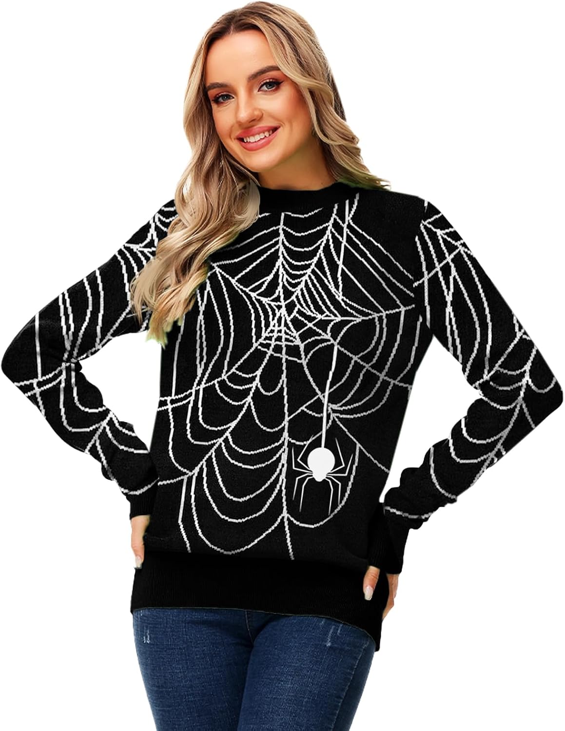 AOBUTE Women Valentine's Day Sweater Men Romantic Heart Printed Long Sleeve Holiday Knit Pullover Top