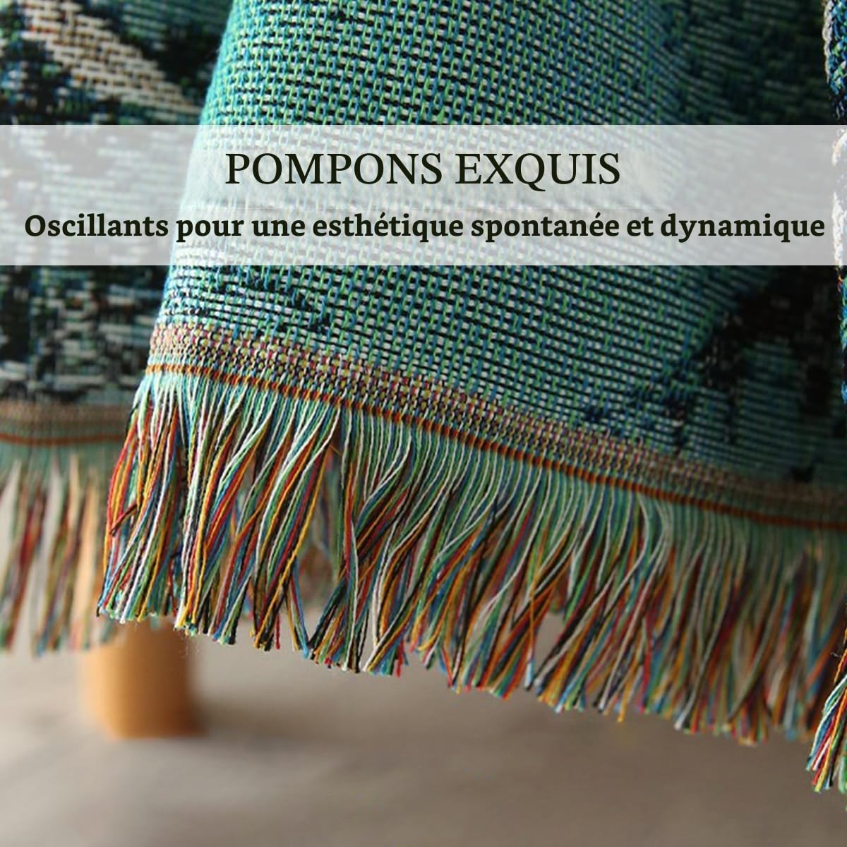 LumiSyne Couvertures Coton Tissé Jetés De Lit Avec Gland Motif Floral Jacquard Style Rétro Frais Réversible Couverture Décorative Jeté De Canapé Couverture De Camping Tapisserie Nappes Tapis 160x130cm