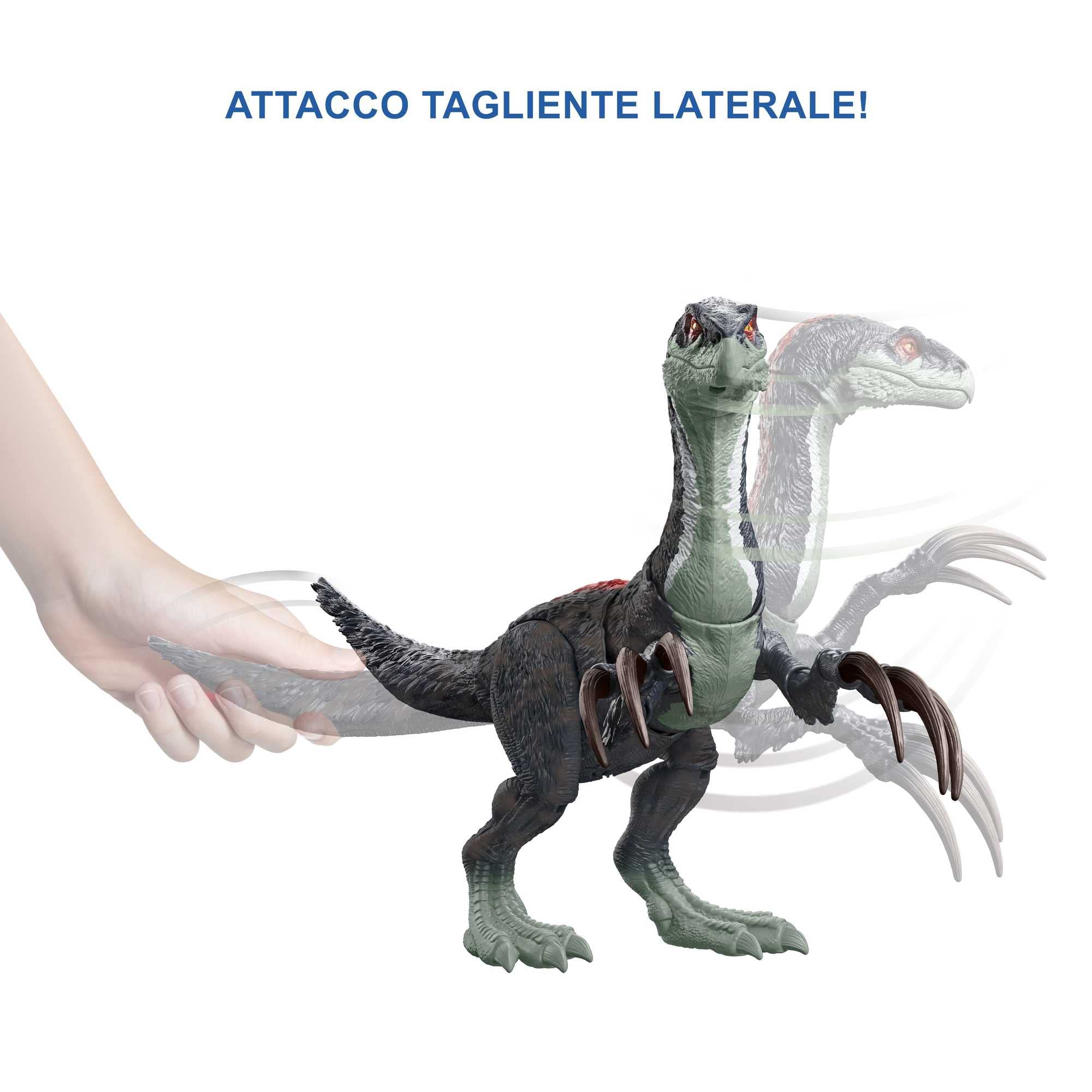 Mattel Jurassic World - Dominion Therizinosauro Attacco Tagliente, Dinosauro Con Lunghi Artigli, Azione D'Attacco Ed Effetti Sonori, Giocattolo per Bambini 4+ Anni, GWD65