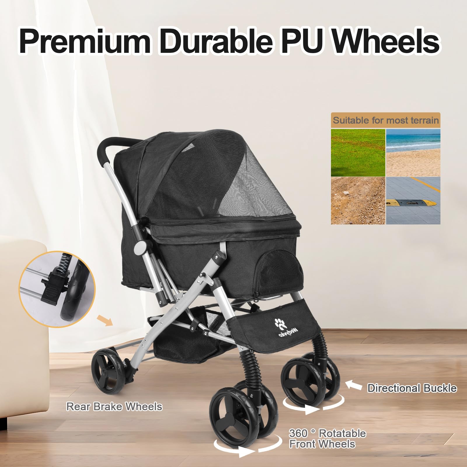 Wedyvko Dog Stroller for Medium Dogs Upgraded Upto 55 lbs Pets