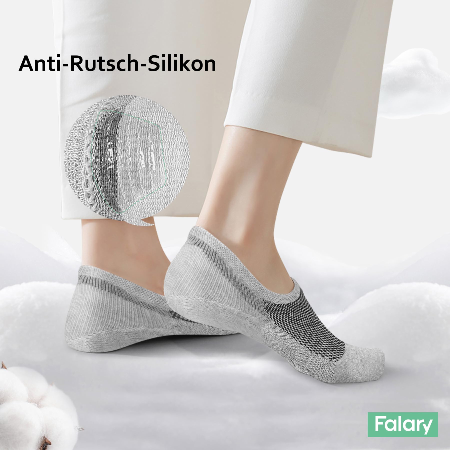 FALARY Calzini Fantasmini da Donna Uomo Corti Invisibili Calze 10 Paia Nero Bianco Grigio