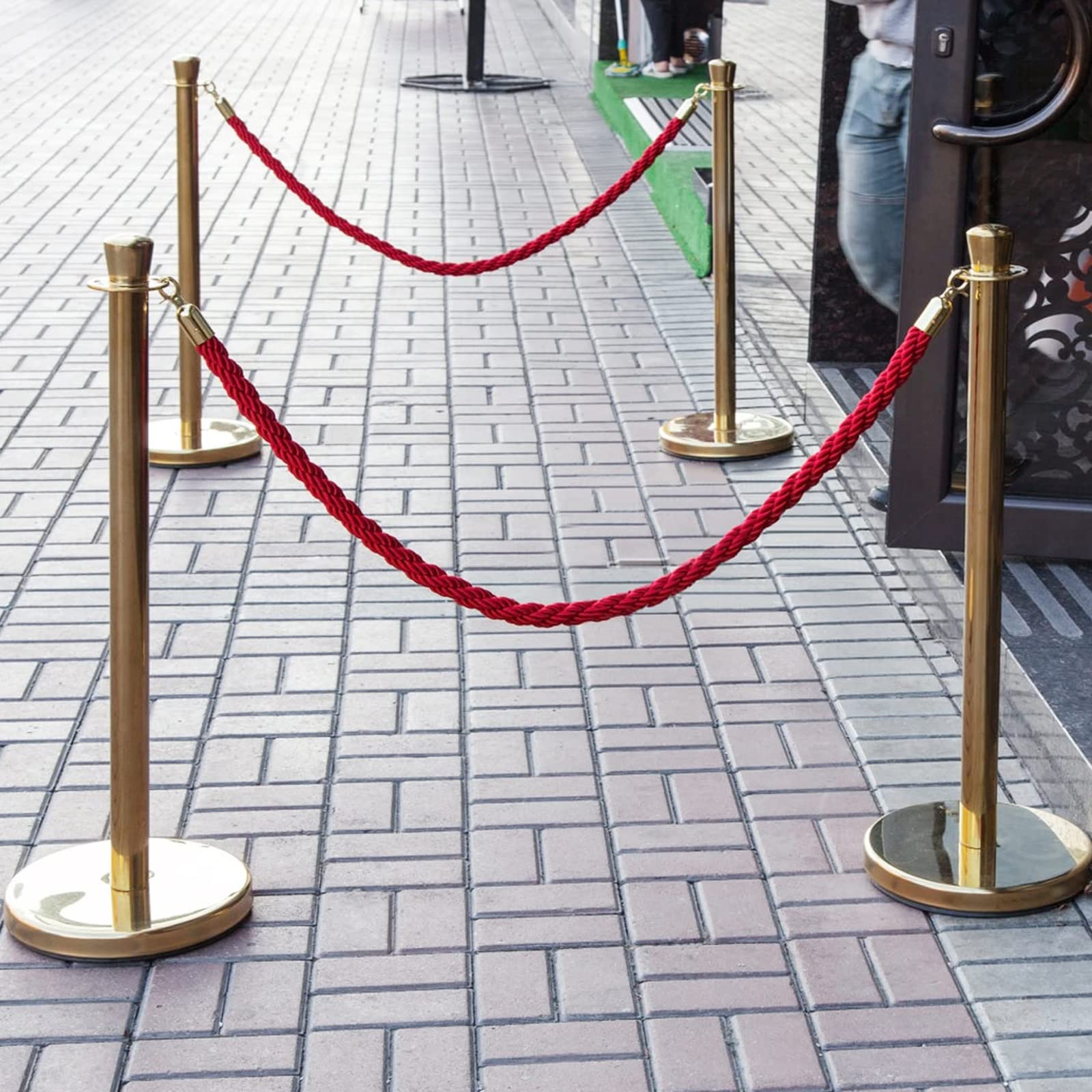 Genérico Cuerda de Soporte Negra con Ganchos Dorados - 2 Cuerdas torcidas de 90 cm a 40 cm para Control de multitudes, barreras de Seguridad y separadores de gradas para Interiores y Exteriores (Long