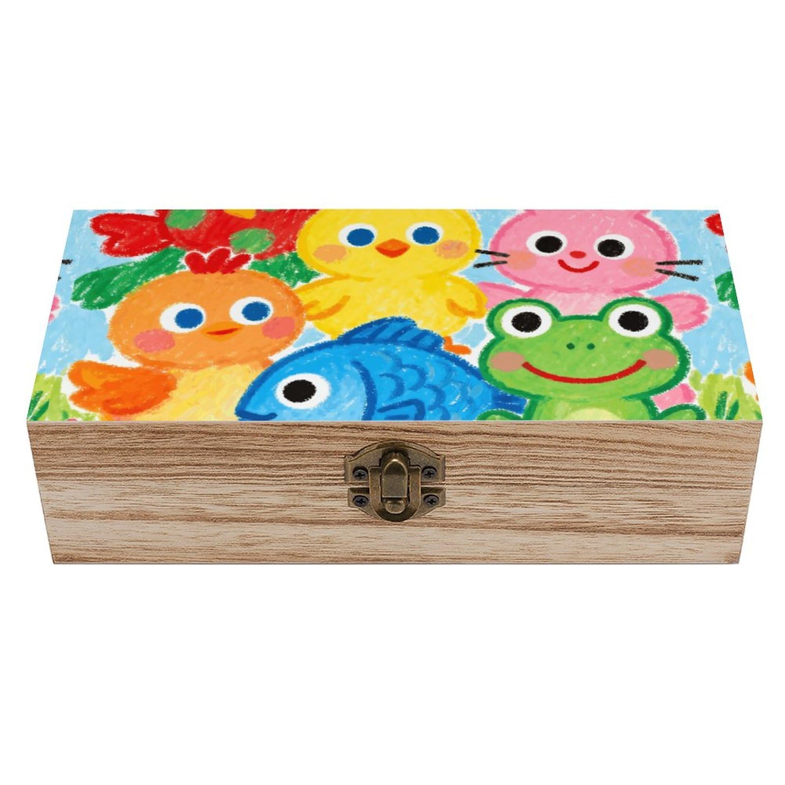 LZQPOEAS Colorful Wooden Storage Box Small Decorative Box with Hinged Lid Handmade Elegant Keepsake Storage Box for Jewelry, Photos, Trinkets, Letter Gifts, Small Heirlooms
