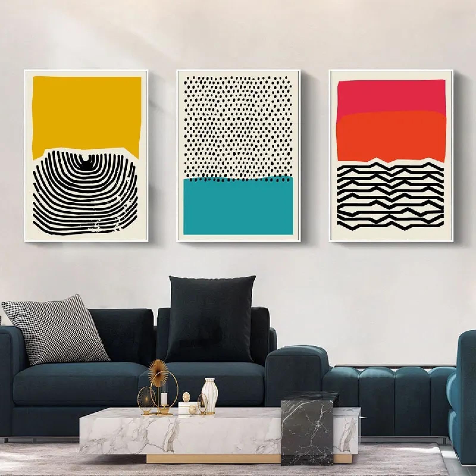 Décoration d'intérieur moderne avec triptyque de cadres LSYALUCK - 8